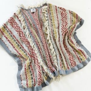 Cabi Womens XS Small Siesta Fringe Boho Poncho Cardigan Sweater 5001